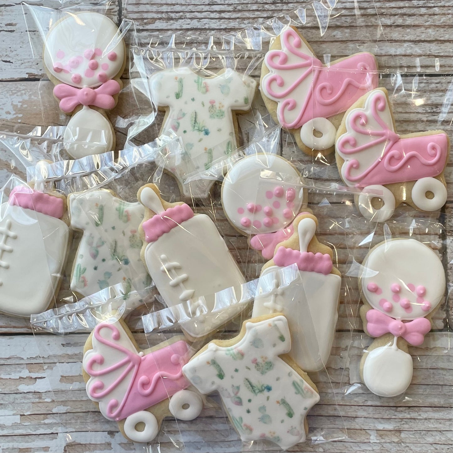 Baby Girl Shower Cookies w/choice of onesie --12 Count