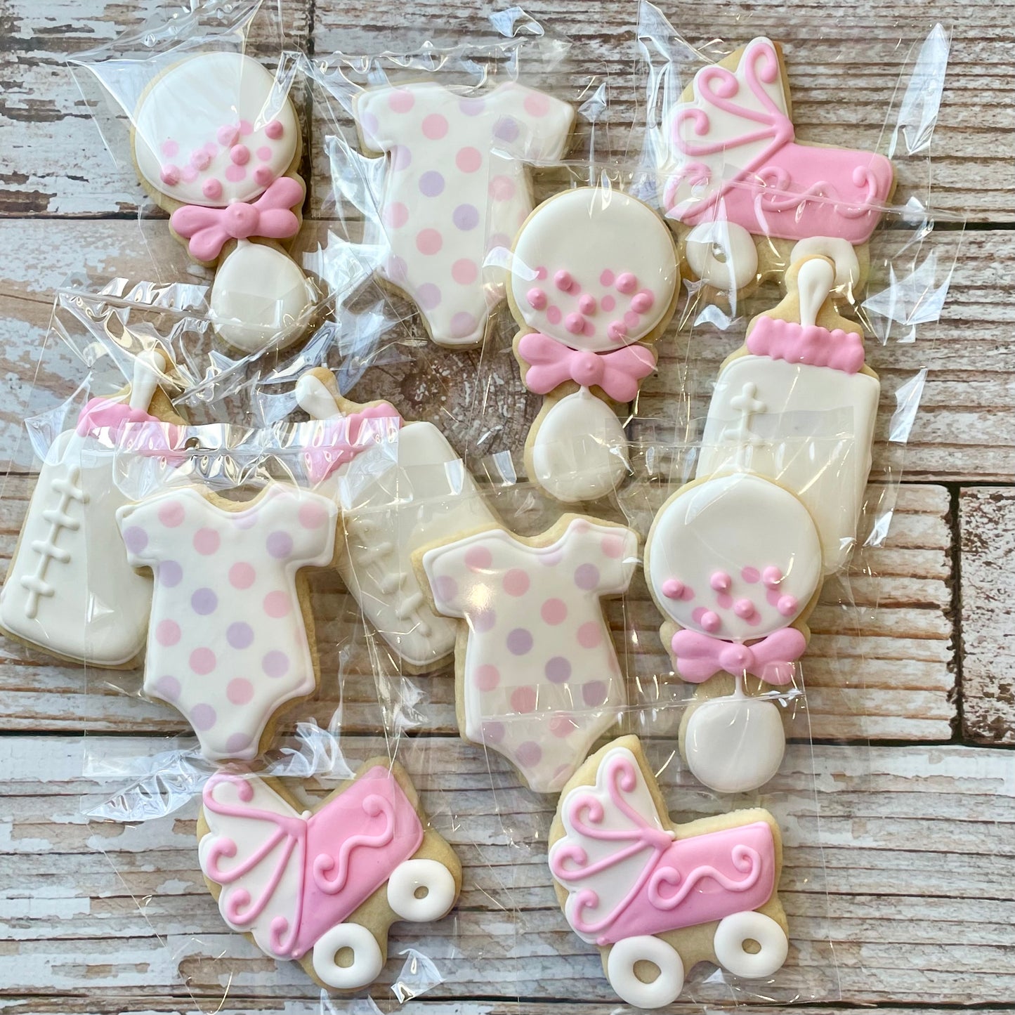 Baby Girl Shower Cookies w/choice of onesie --12 Count