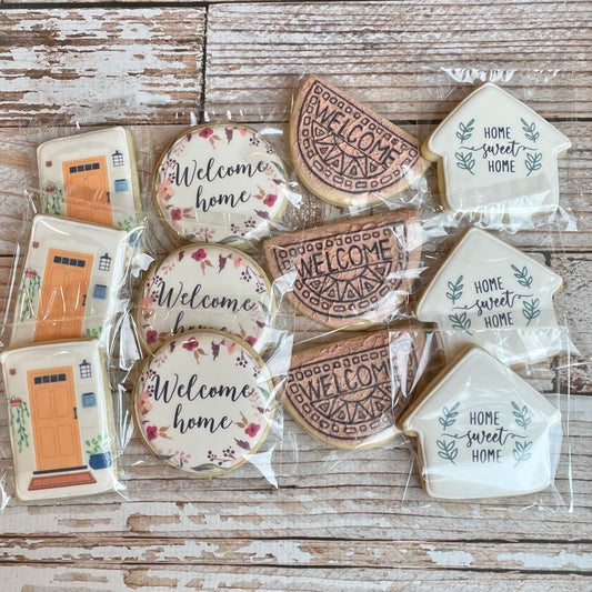 Welcome Home House Shaped Realtor Home Sweet Home House Warming Cookies--12 Count