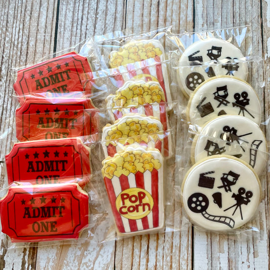 Movie themed Birthday Party Cookies--12 Count