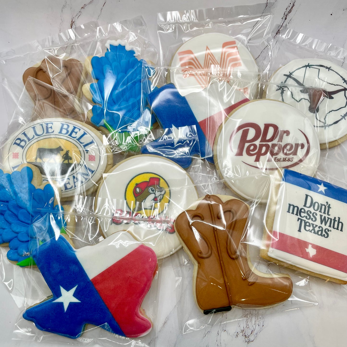 Welcome to Texas Themed Cookies / Don't Mess with Texas / Boots / Bluebonnet Cookies--12 Count