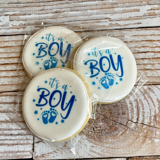 Blue It's a Boy Baby Shower Cookies--12 Count