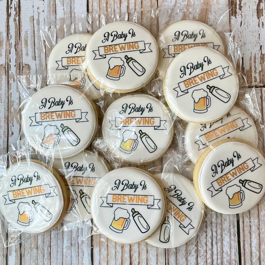A Baby is Brewing Beer Gender Neutral Baby Shower Cookies--12 Count