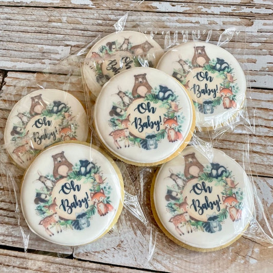 Oh Baby Woodlands themed Baby Shower Cookies--12 Count