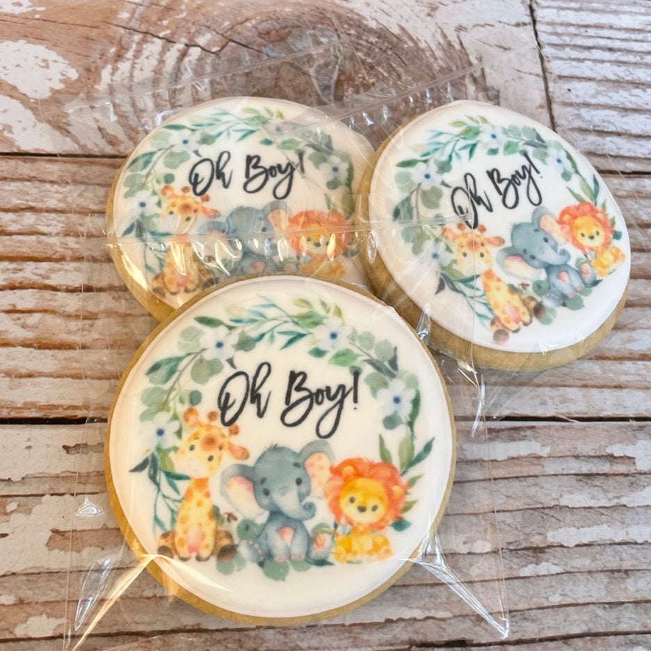 Oh BOY Safari Baby Shower Cookies--12 Count