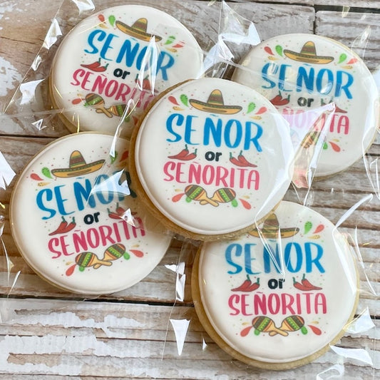 Gender Reveal Senor or Senorita Themed Baby Shower Cookies--12 Count